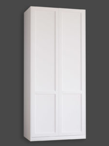 Shaker P4.2 (med 2st speglar) till Pax garderob. Monterade på Pax stomme 100x236 cm med täcksidor och sockel. Vid annan höjd ändras höjden på den övre spegeln.